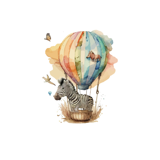 Carta da parati panoramica per bambini - Zebra Mongolfiera