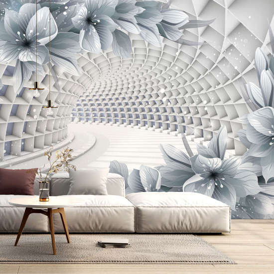 Carta da parati panoramica - Tunnel 3D fiori