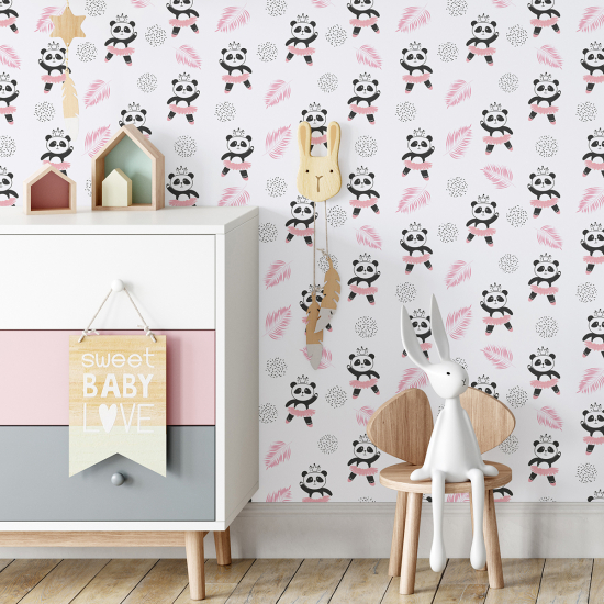 Carta da parati per bambini - Ballerine Panda