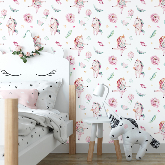 Carta da parati per bambini - Ballerine Unicorno
