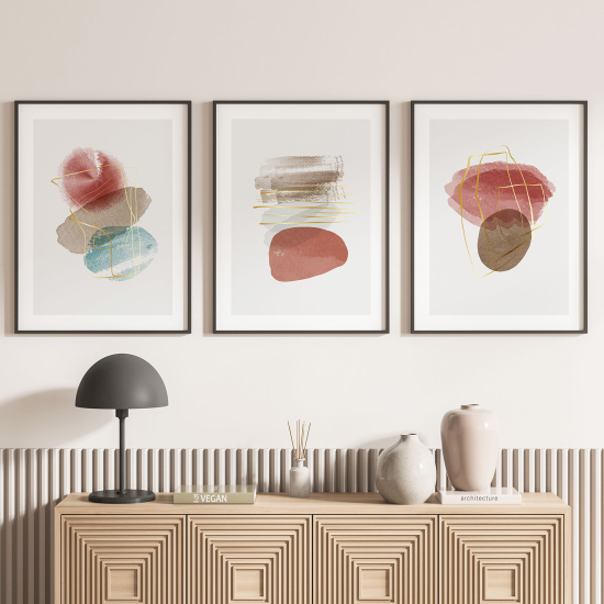 Confezione di 3 poster trittici - Astratto acquerello