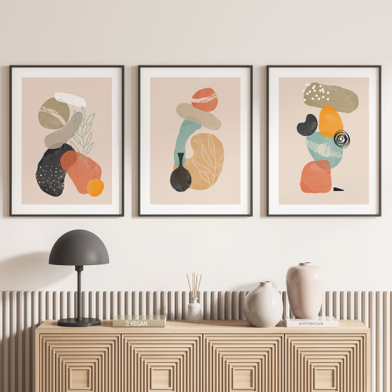 Confezione di 3 poster trittici - Ciottoli design