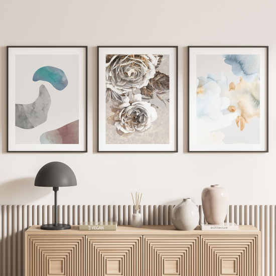 Confezione di 3 poster trittici - Design di rose
