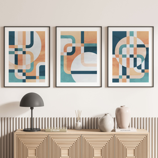 Confezione di 3 poster trittici - Design geometrico