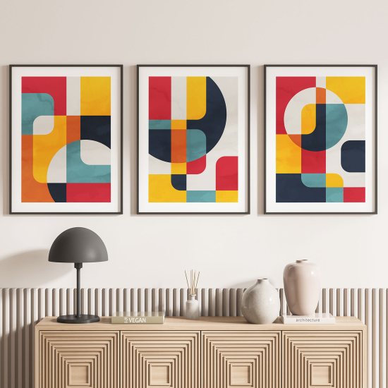 Confezione di 3 poster trittici - Design geometrico