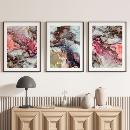 Confezione di 3 poster trittici - Effetto marmorizzato