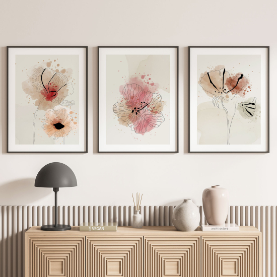 Confezione di 3 poster trittici - Fiori