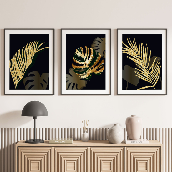 Confezione di 3 poster trittici - Foglie di palma