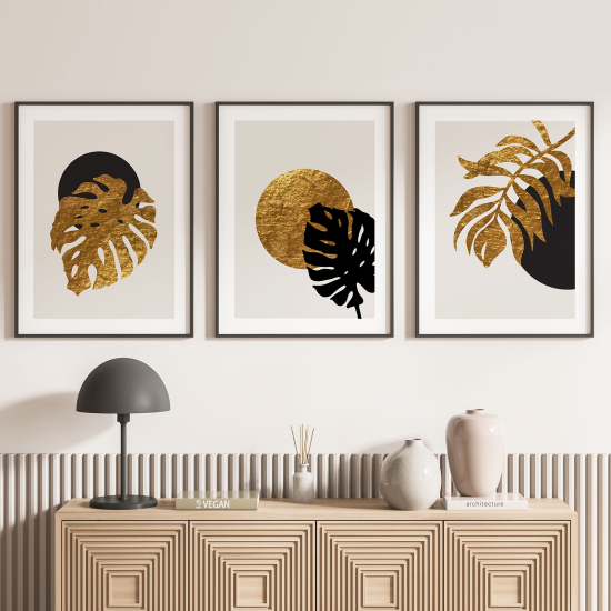 Confezione di 3 poster trittici - Foglie di palma