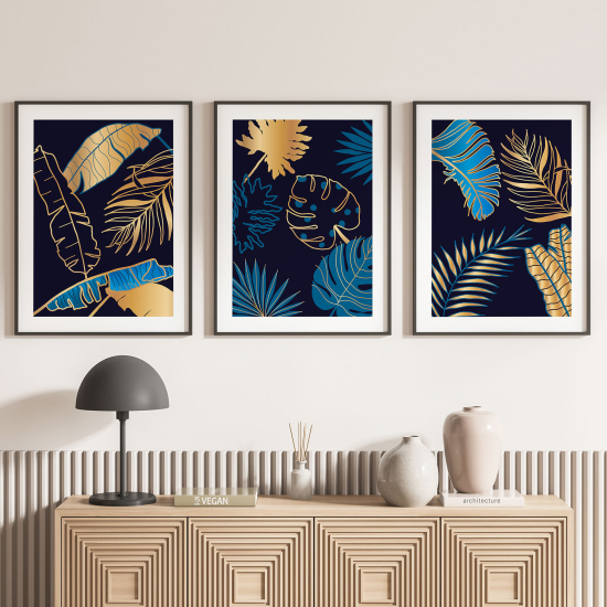 Confezione di 3 poster trittici - Foglie tropicali