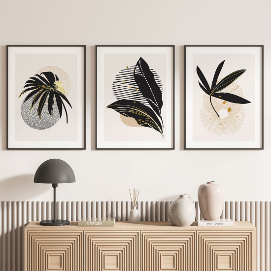 Confezione di 3 poster trittici - Foglie tropicali
