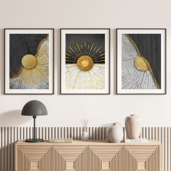Confezione di 3 poster trittici - Legno sole