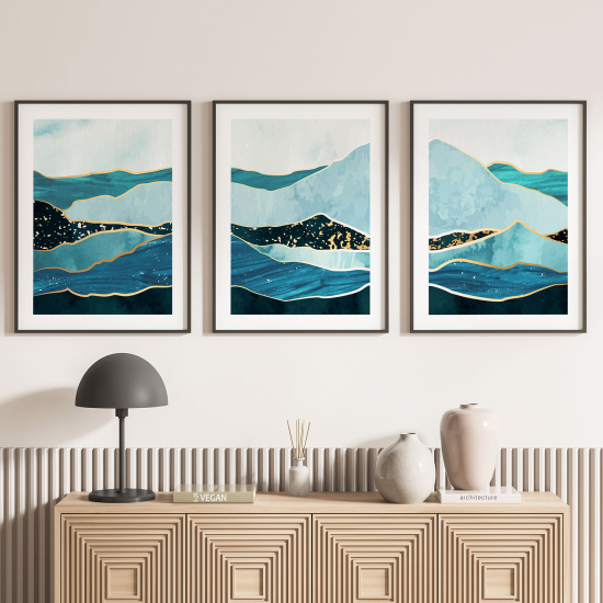 Confezione di 3 poster trittici - Onde Design