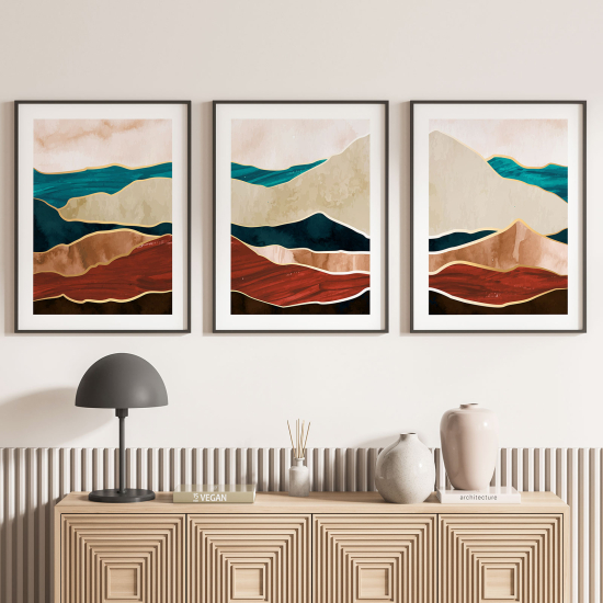 Confezione di 3 poster trittici - Onde Design