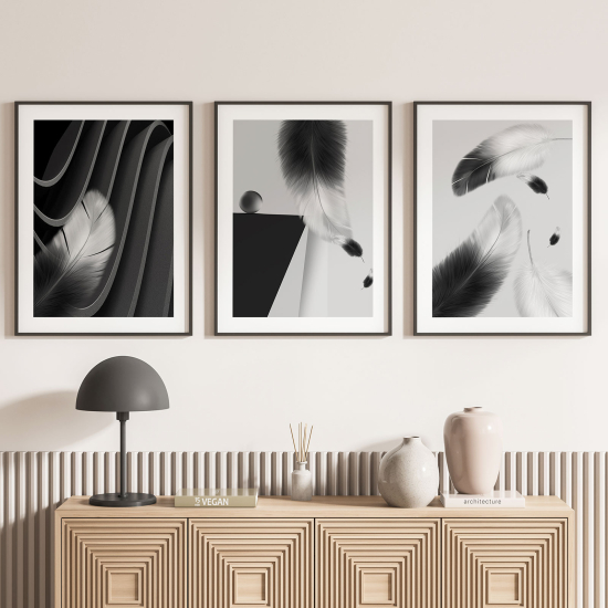 Confezione di 3 poster trittici - Piume