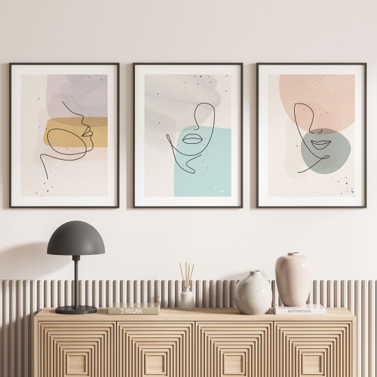 Confezione di 3 poster trittici - Visi Astratti