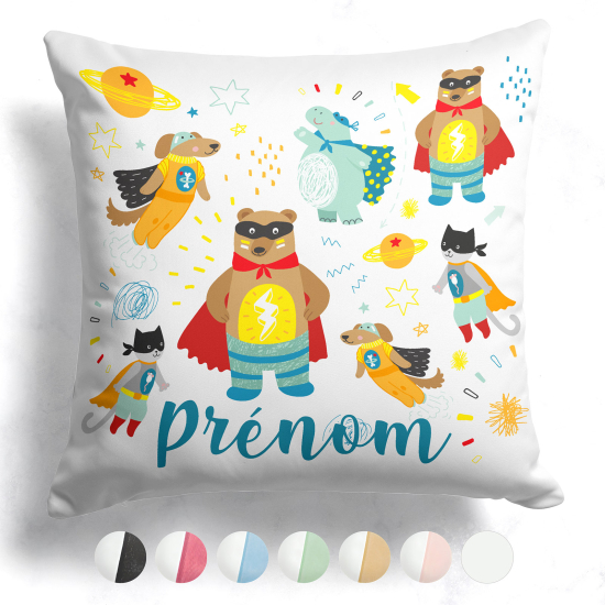 Cuscino bicolore personalizzato - Animali supereroi