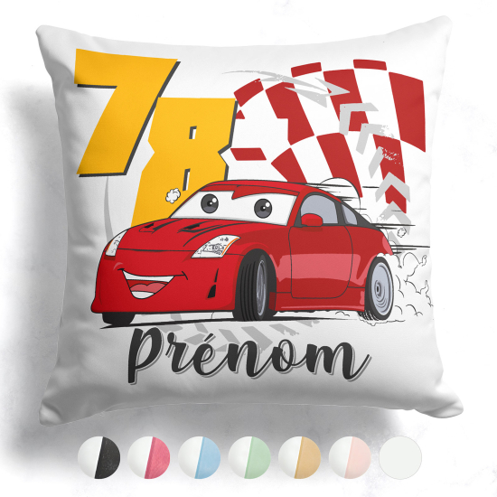 Cuscino bicolore personalizzato - Auto da corsa
