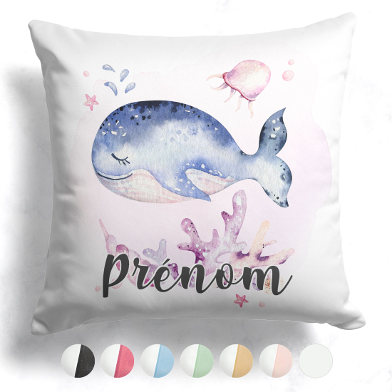 Cuscino bicolore personalizzato - Balena oceano