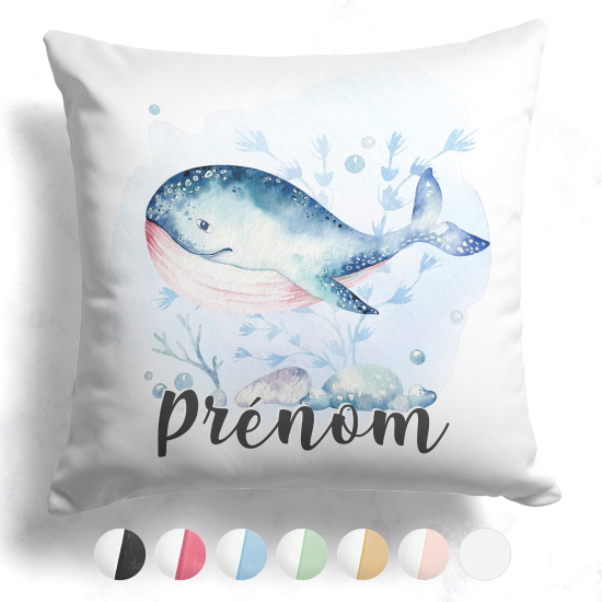 Cuscino bicolore personalizzato - Balena oceano