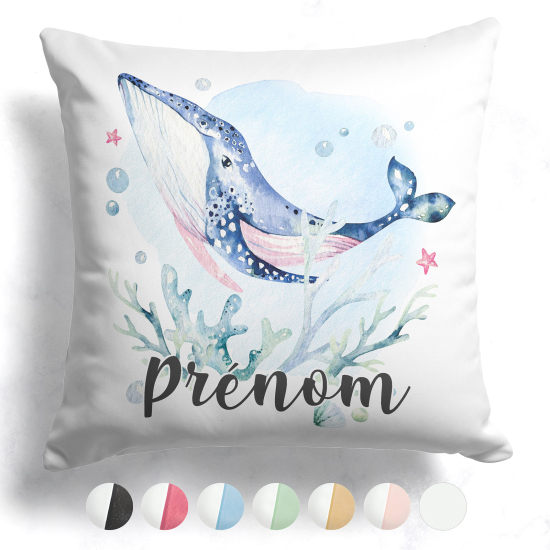 Cuscino bicolore personalizzato - Balena oceano