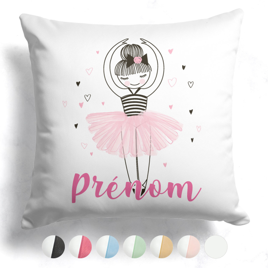 Cuscino bicolore personalizzato - Ballerina cuori