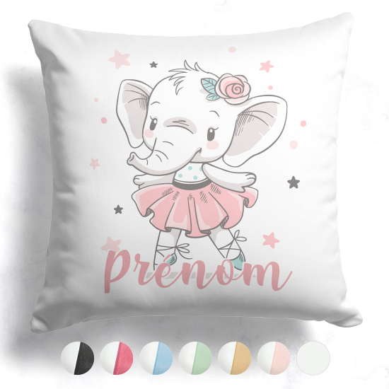 Cuscino bicolore personalizzato - Ballerina elefante