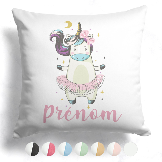Cuscino bicolore personalizzato - Ballerina unicorno