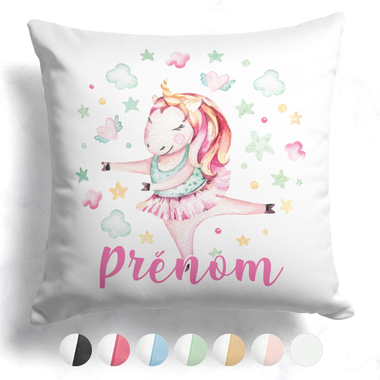 Cuscino bicolore personalizzato - Ballerina unicorno