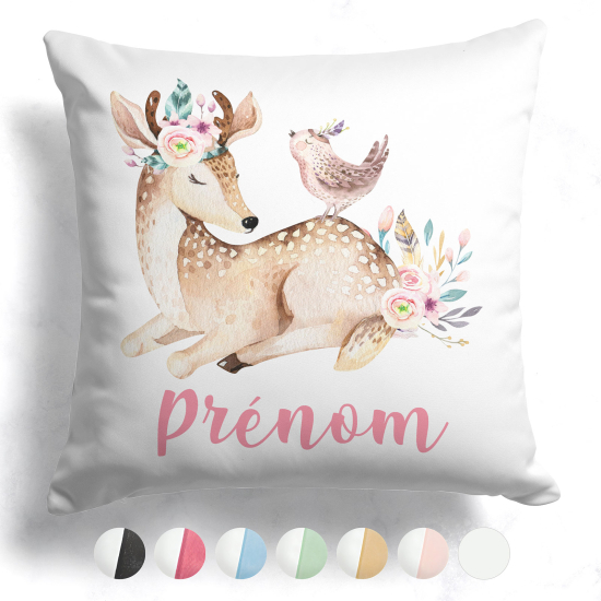 Cuscino bicolore personalizzato - Cerbiatto