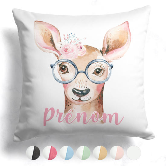 Cuscino bicolore personalizzato - Cerbiatto con occhiali