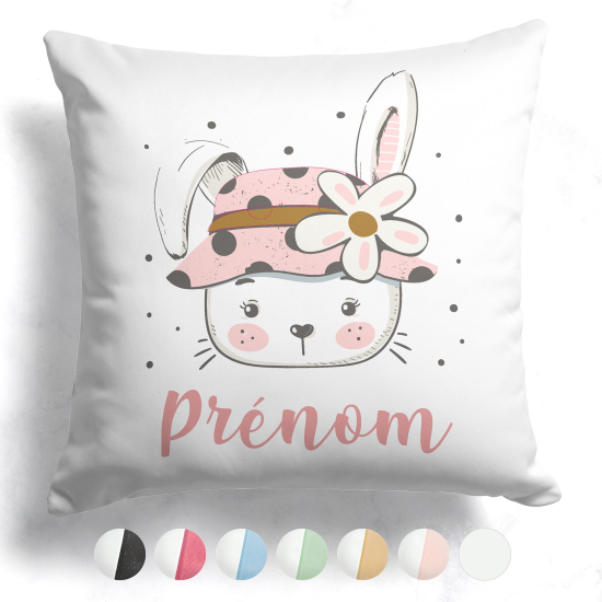 Cuscino bicolore personalizzato - Coniglio fiore