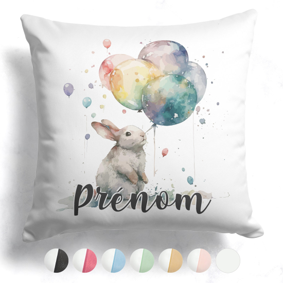 Cuscino bicolore personalizzato - Coniglio palloncini