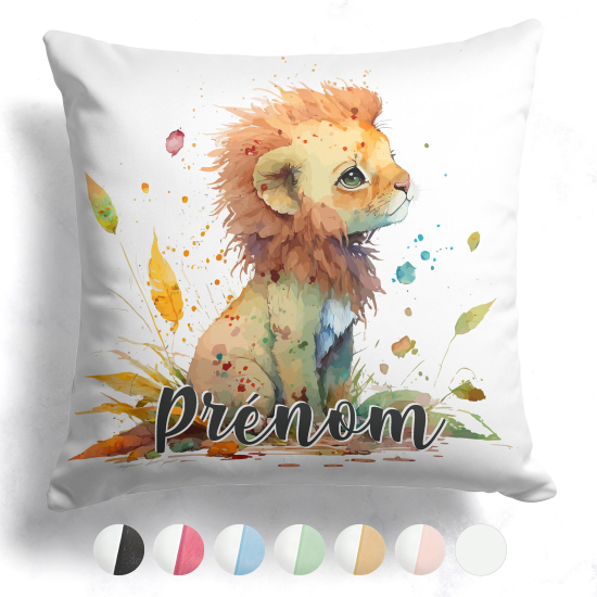 Cuscino bicolore personalizzato - Cucciolo di leone