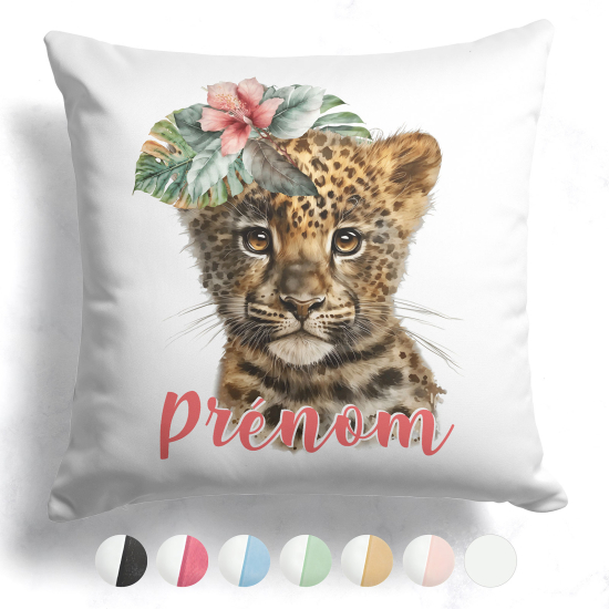 Cuscino bicolore personalizzato - Cucciolo di leone fiore