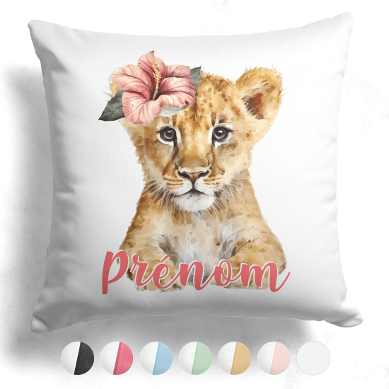 Cuscino bicolore personalizzato - Cucciolo di leone fiore