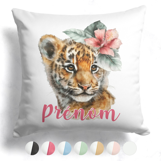 Cuscino bicolore personalizzato - Cucciolo di leone fiore