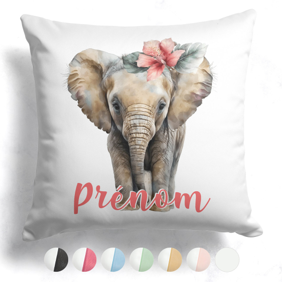 Cuscino bicolore personalizzato - Elefante fiore