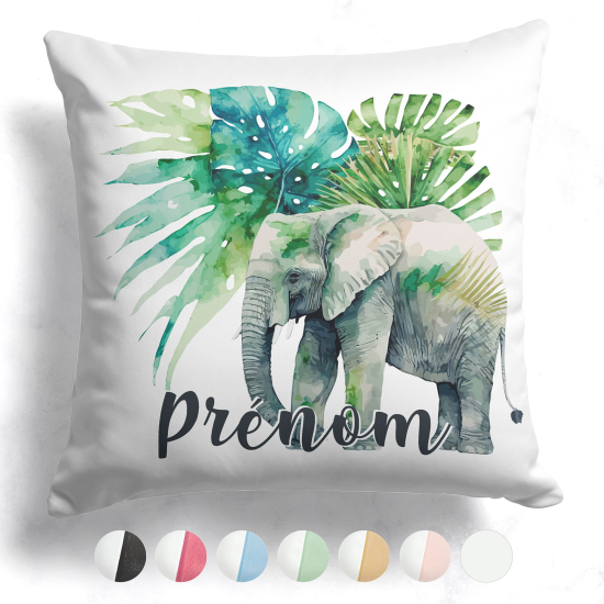 Cuscino bicolore personalizzato - Elefante giungla