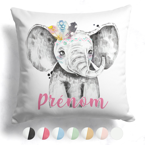Cuscino bicolore personalizzato - Elefante indiano