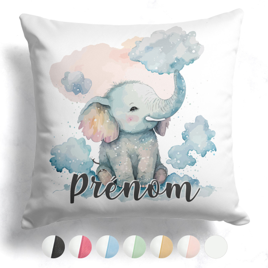 Cuscino bicolore personalizzato - Elefante nuvole
