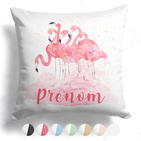 Cuscino bicolore personalizzato - Fenicotteri rosa