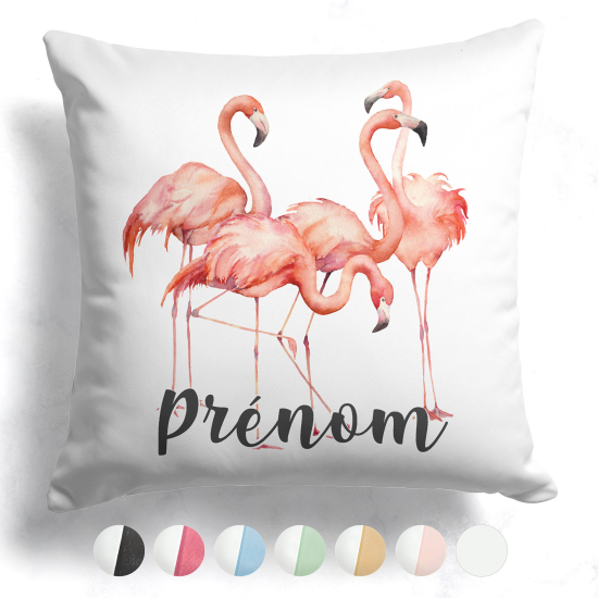 Cuscino bicolore personalizzato - Fenicotteri rosa