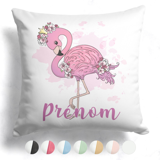 Cuscino bicolore personalizzato - Fenicottero rosa