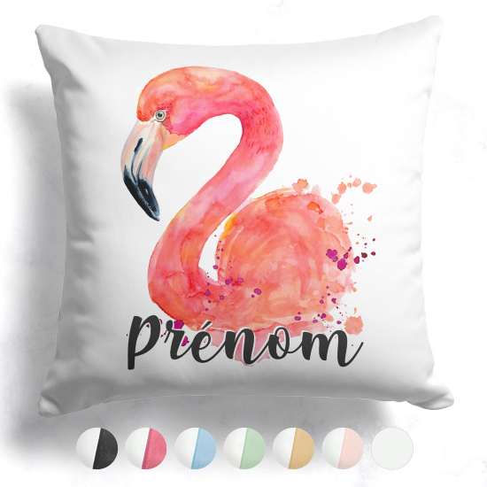 Cuscino bicolore personalizzato - Fenicottero rosa
