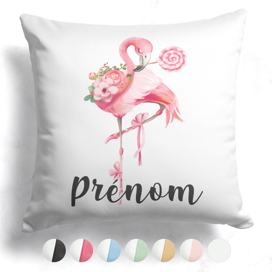Cuscino bicolore personalizzato - Fenicottero rosa