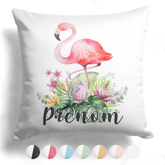 Cuscino bicolore personalizzato - Fenicottero rosa fiori