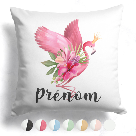 Cuscino bicolore personalizzato - Fenicottero rosa fiori