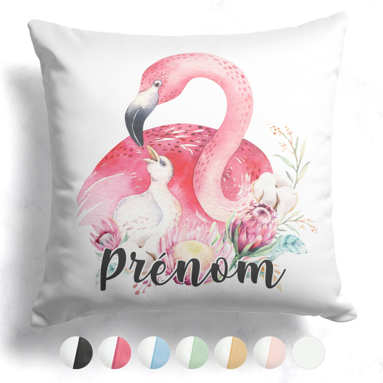 Cuscino bicolore personalizzato - Fenicottero rosa fiori