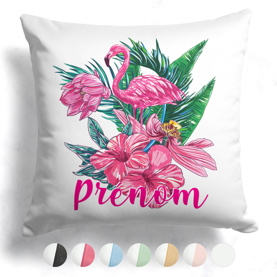 Cuscino bicolore personalizzato - Fenicottero rosa tropicale
